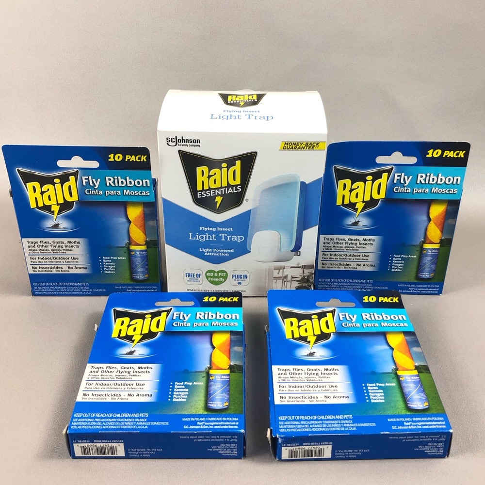 Raid Essential Flying Insects Light Trap Starter Kit and Raid Fly Ribbon Bundles